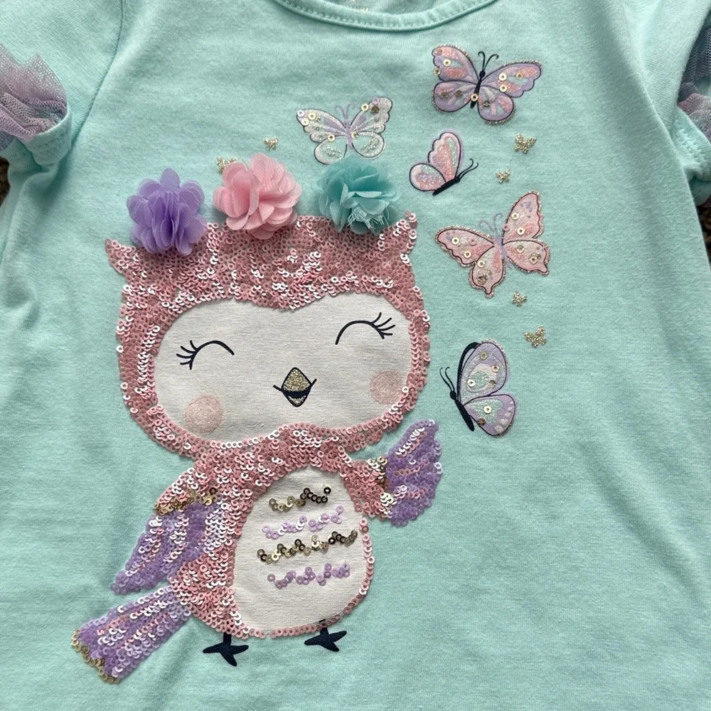 Cynthia Rowley Mint Owl and Butterfly Tee - Picture 3 of 5